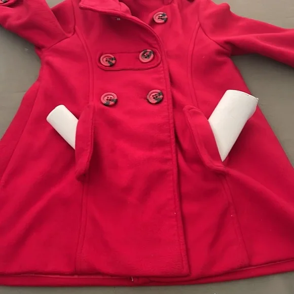 PINKdouble buttonhoodedGirls Red color COAT size 5-6”